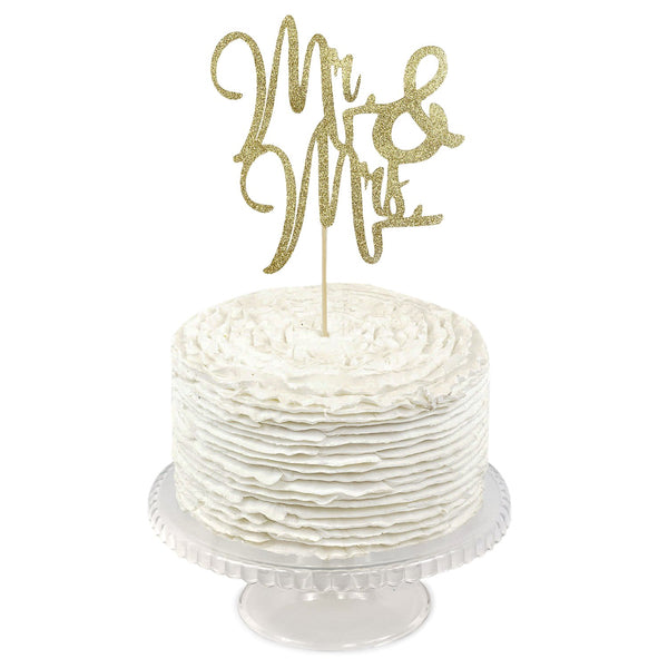 O'Creme Gold 'Mr. & Mrs.' Cake Topper Cake Toppers & Party Candles  Wedding  cake topper printable, Glitter cake topper, Photo cake topper