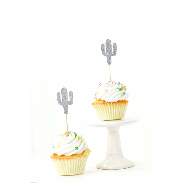 Cactus Silver Glitter Cupcake Toppers, Cake & Cupcake Toppers, Jamboree 