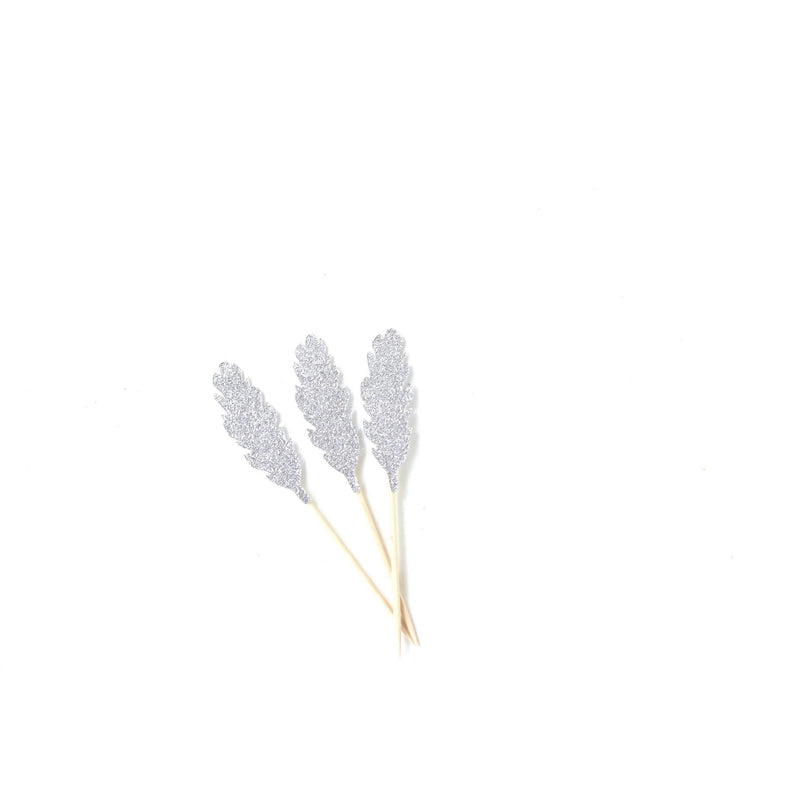 Feather Silver Glitter Cupcake Toppers, Cake & Cupcake Toppers, Jamboree 