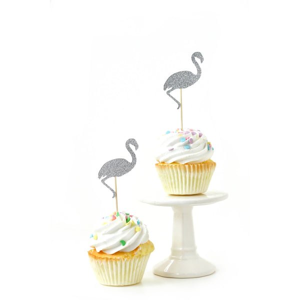 Flamingo Silver Glitter Cupcake Toppers, Cake & Cupcake Toppers, Jamboree 