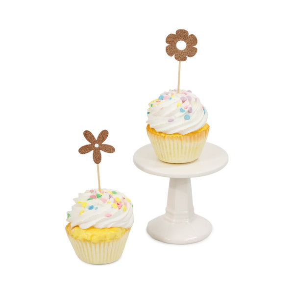 Flower Rose Gold Glitter Cupcake Toppers, Cake & Cupcake Toppers, Jamboree 