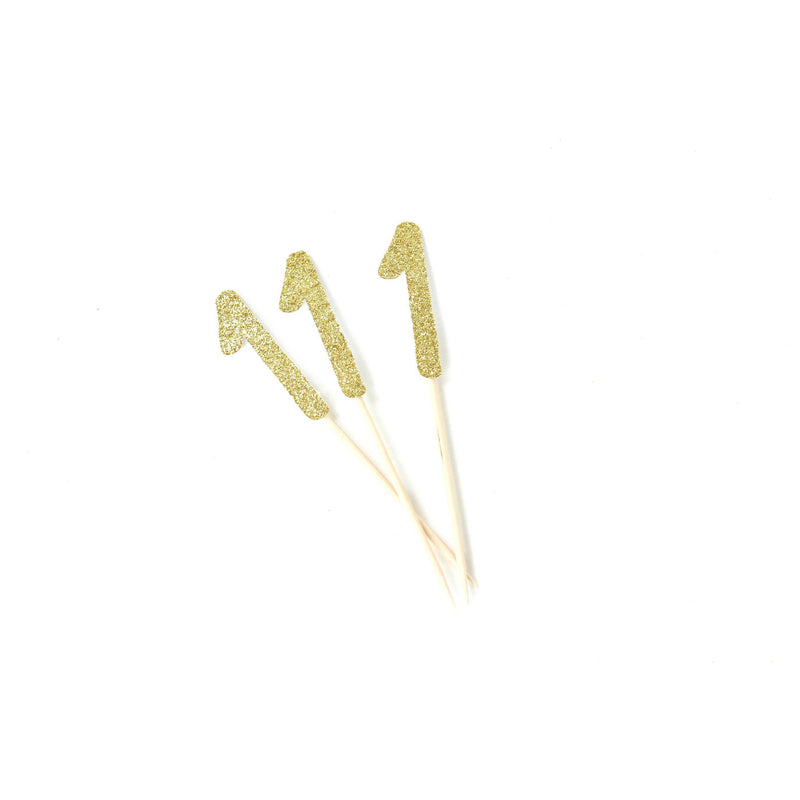 Number 1 Gold Glitter Cupcake Toppers, Cake & Cupcake Toppers, Jamboree 