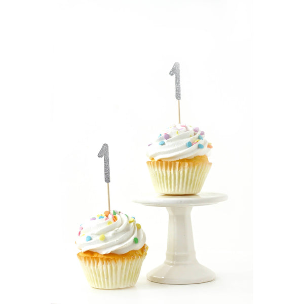 Number 1 Silver Glitter Cupcake Toppers, Cake & Cupcake Toppers, Jamboree 
