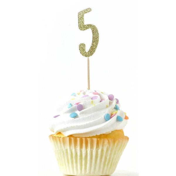 Number 5 Gold Glitter Cupcake Toppers, Cake & Cupcake Toppers, Jamboree 