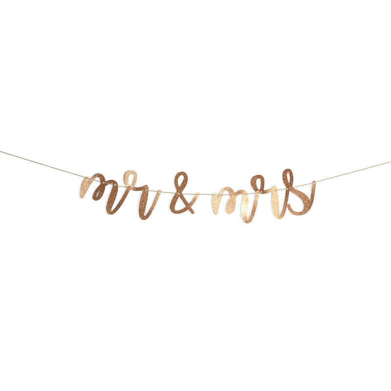 Rose Gold "Mr & Mrs" Glitter Script Banner, Banners & Backdrops, Jamboree 