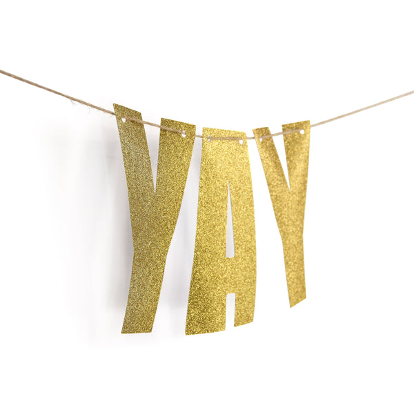 Gold "YAY" Glitter Banner, Banners & Backdrops, Jamboree 