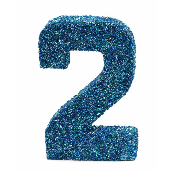 8" Coastal Sparkle Glitter Number 2, Large Glitter Numbers, Jamboree 