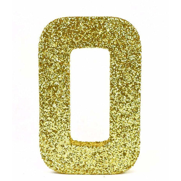 8" Gold Glitter Number 0, Large Glitter Numbers, Jamboree 