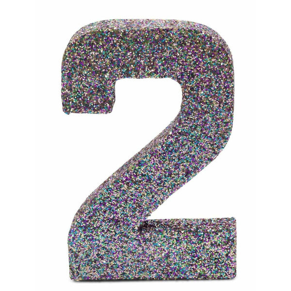 8" Mermaid Sparkle Glitter Number 2, Large Glitter Numbers, Jamboree 
