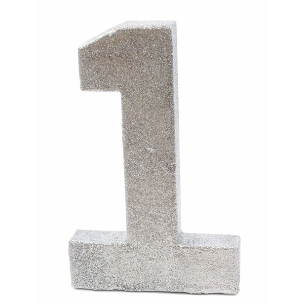 8 Silver Glitter Number 1