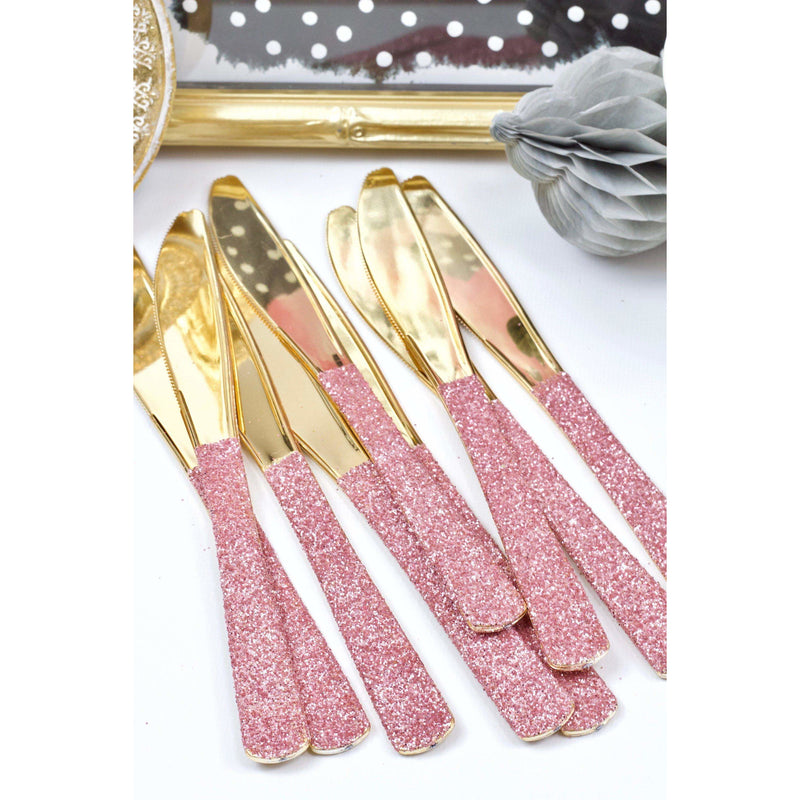 Blush Pink Glittered Gold Knife, Tableware, Jamboree 