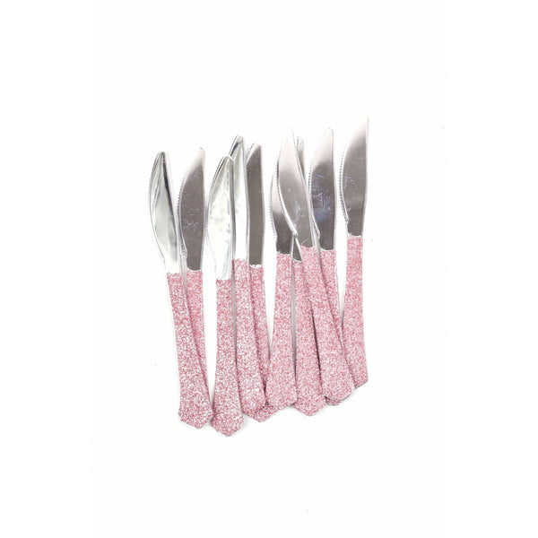 Hot Pink Glittered Silver Knife