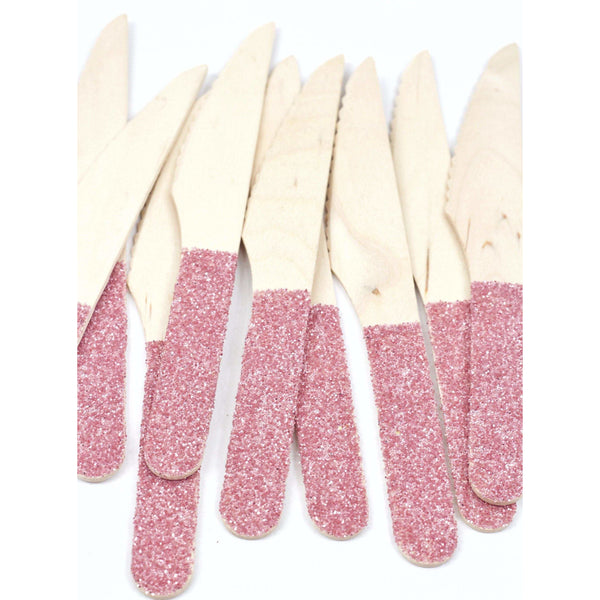 Blush Pink Glittered Wood Knife, Tableware, Jamboree 