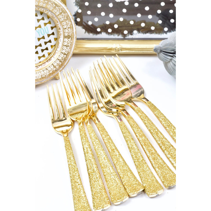 Gold Glittered Gold Fork, Tableware, Jamboree 