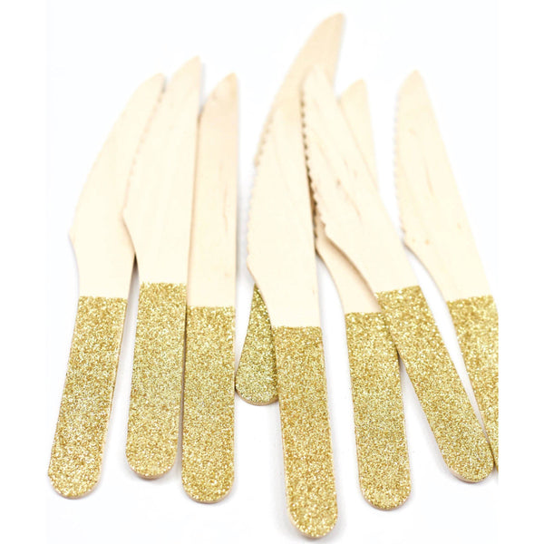 Gold Glittered Wood Knife, Tableware, Jamboree 