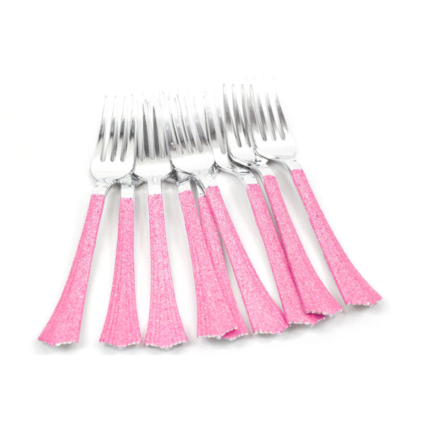 Hot Pink Glittered Silver Fork, Tableware, Jamboree 