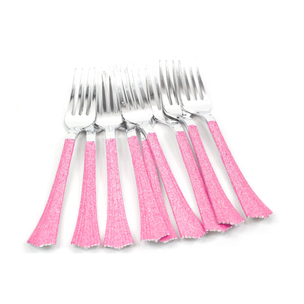 Pink Plastic Cutlery Sets, Plastic Forks and Spoons Knives, Pink