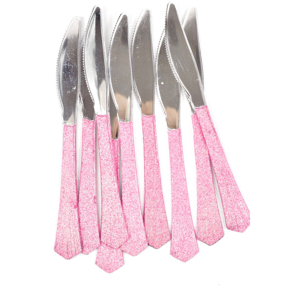 Hot Pink Glittered Silver Knife