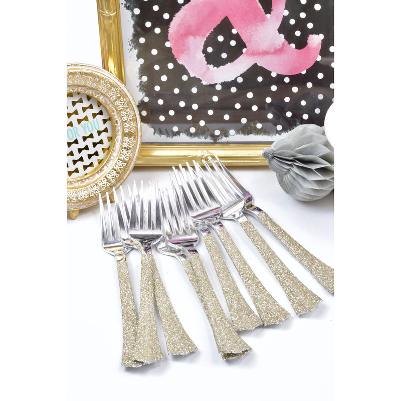 White Gold Glittered Silver Fork, Tableware, Jamboree 