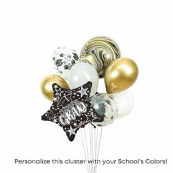 Balloon Cluster - Personalize with School Colors- “Congrats Grad”, Grad Party, Graduation Decor, Graduation Table Centerpiece
