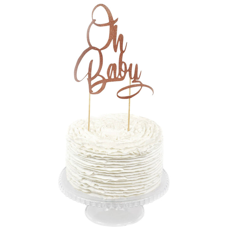 Rose Gold Glitter 'Oh Baby' Cake Topper, Cake & Cupcake Toppers, Jamboree 