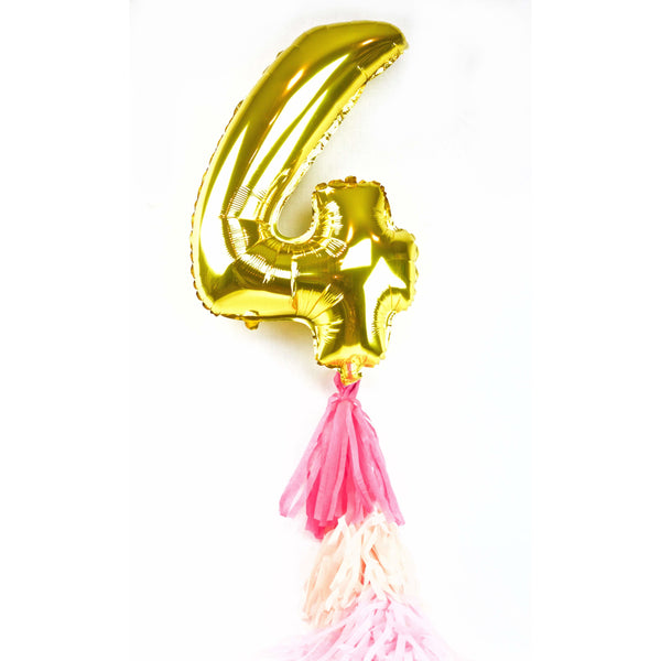 40” Gold Number 4 Balloon, Number Balloons, Jamboree 