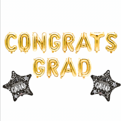 16" Gold "Congrats Grad" Balloon Banner