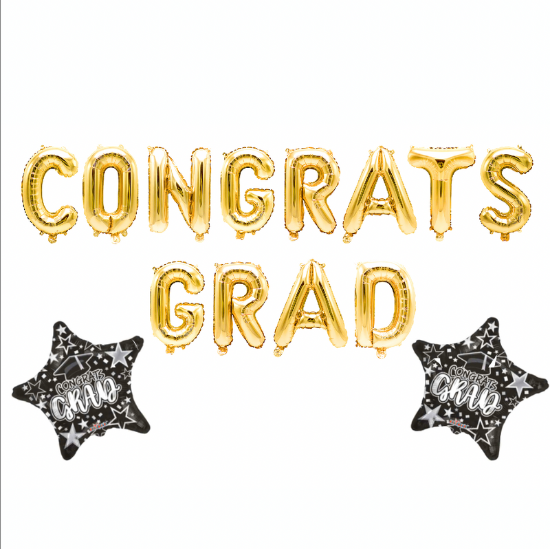 16" Gold "Congrats Grad" Balloon Banner