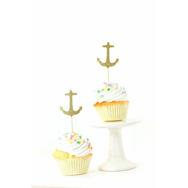 Anchor Gold Glitter Cupcake Toppers, Cake & Cupcake Toppers, Jamboree 