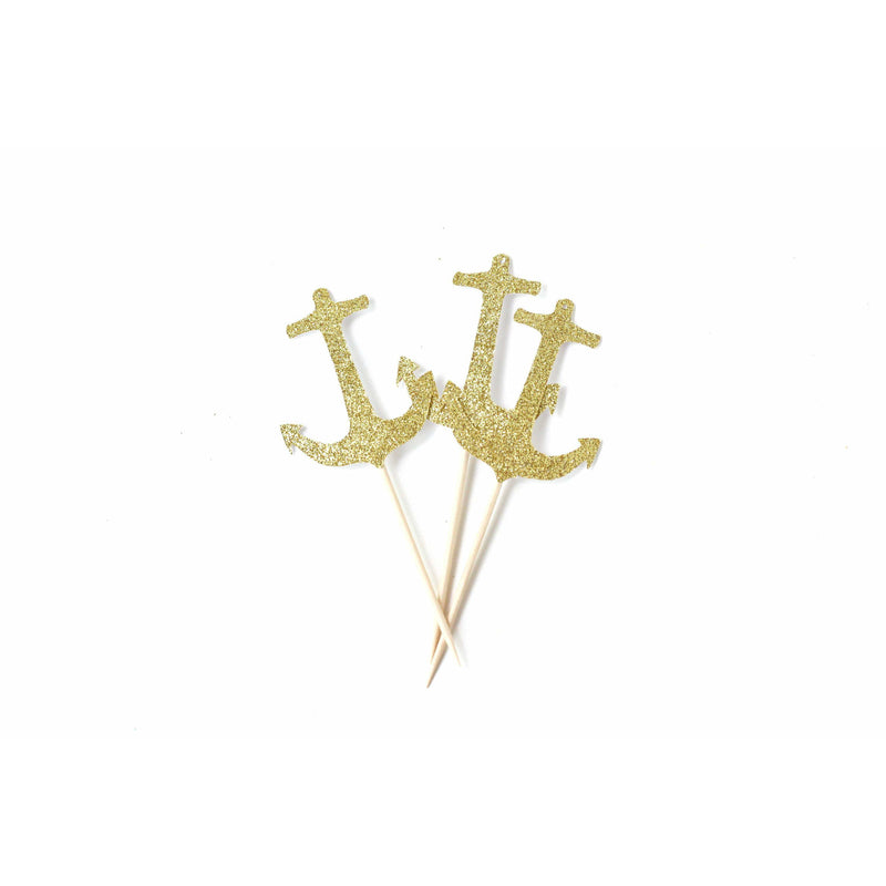 Anchor Gold Glitter Cupcake Toppers, Cake & Cupcake Toppers, Jamboree 