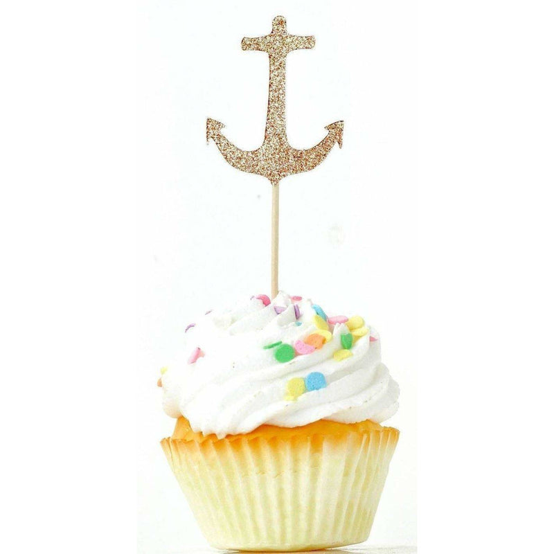 Anchor Rose Gold Glitter Cupcake Toppers, Cake & Cupcake Toppers, Jamboree 