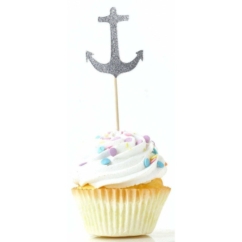 Anchor Silver Glitter Cupcake Toppers, Cake & Cupcake Toppers, Jamboree 
