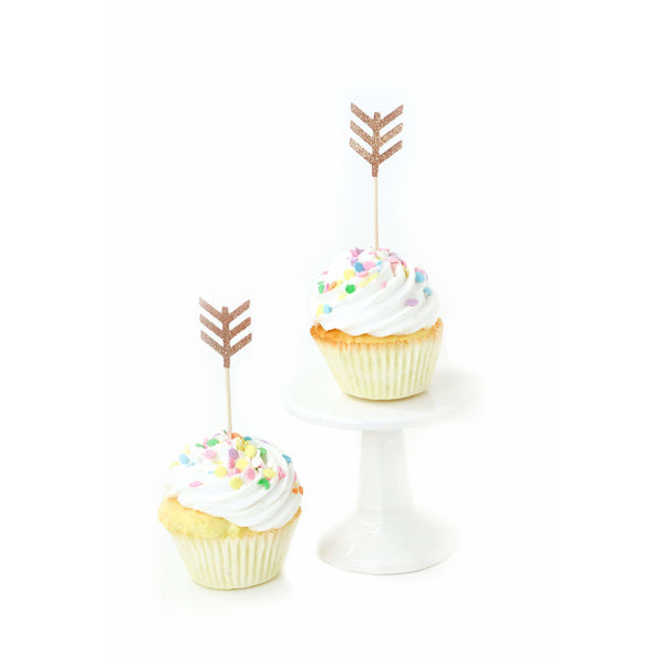 Arrow Rose Gold Glitter Cupcake Toppers, Cake & Cupcake Toppers, Jamboree 