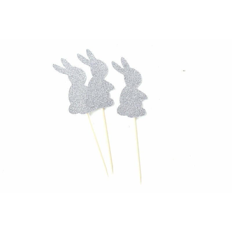 Bunny Silver Glitter Cupcake Toppers, Cake & Cupcake Toppers, Jamboree 