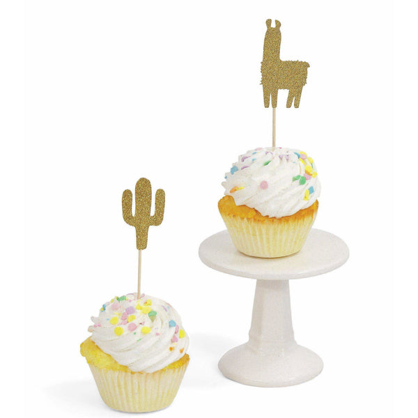 Cactus Llama Gold Glitter Cupcake Toppers, Cake & Cupcake Toppers, Jamboree 