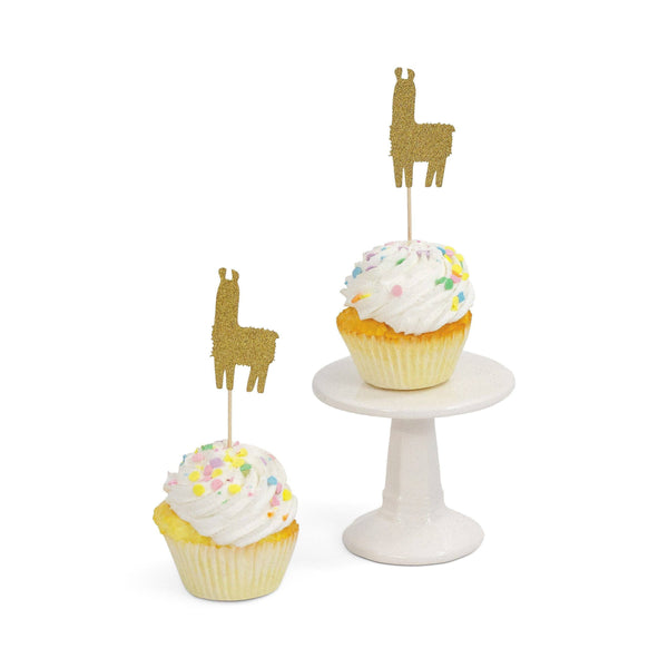 Cactus Llama Gold Glitter Cupcake Toppers, Cake & Cupcake Toppers, Jamboree 