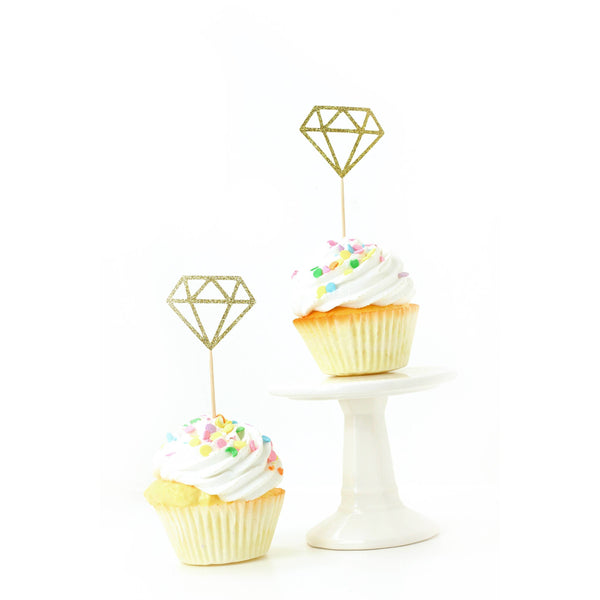 Diamond Gold Glitter Cupcake Toppers, Cake & Cupcake Toppers, Jamboree 