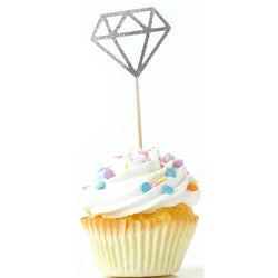 Diamond Silver Glitter Cupcake Toppers, Cake & Cupcake Toppers, Jamboree 