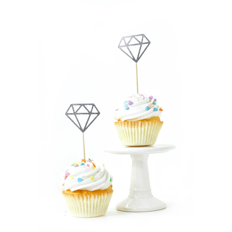 Diamond Silver Glitter Cupcake Toppers, Cake & Cupcake Toppers, Jamboree 