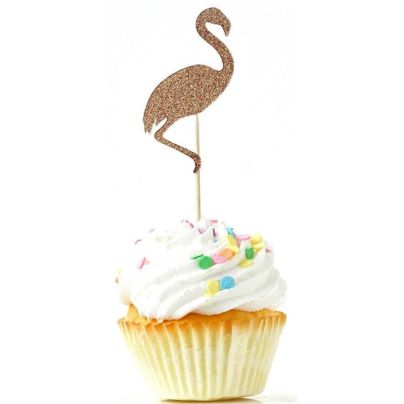 Flamingo Rose Gold Glitter Cupcake Toppers, Cake & Cupcake Toppers, Jamboree 