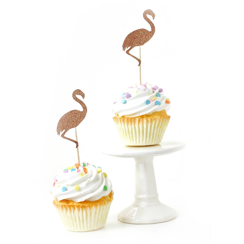 Flamingo Rose Gold Glitter Cupcake Toppers, Cake & Cupcake Toppers, Jamboree 