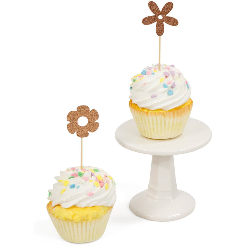 Flower Rose Gold Glitter Cupcake Toppers, Cake & Cupcake Toppers, Jamboree 