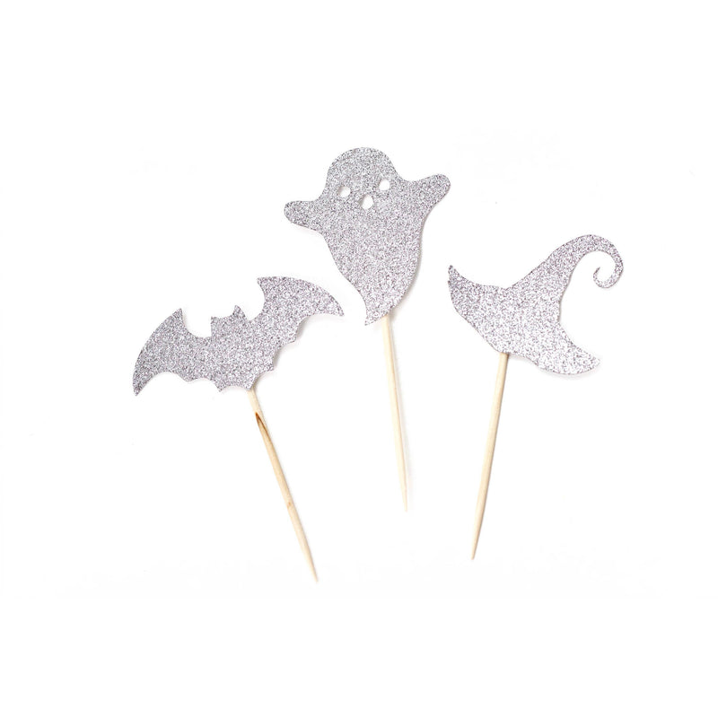 Halloween Variety Silver Glitter Cupcake Toppers, Cake & Cupcake Toppers, Jamboree 