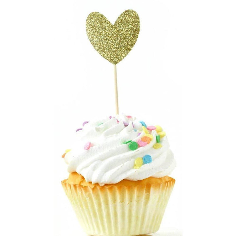 Heart Gold Glitter Cupcake Toppers, Cake & Cupcake Toppers, Jamboree 