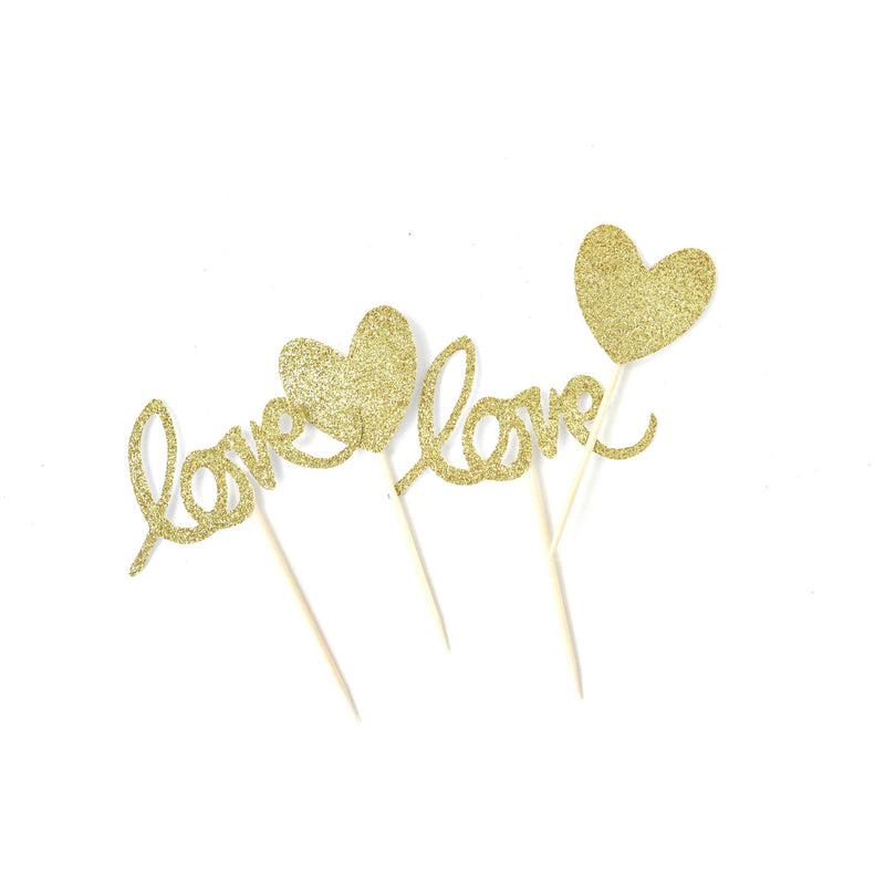 Heart/Love Gold Glitter Cupcake Toppers, Cake & Cupcake Toppers, Jamboree 