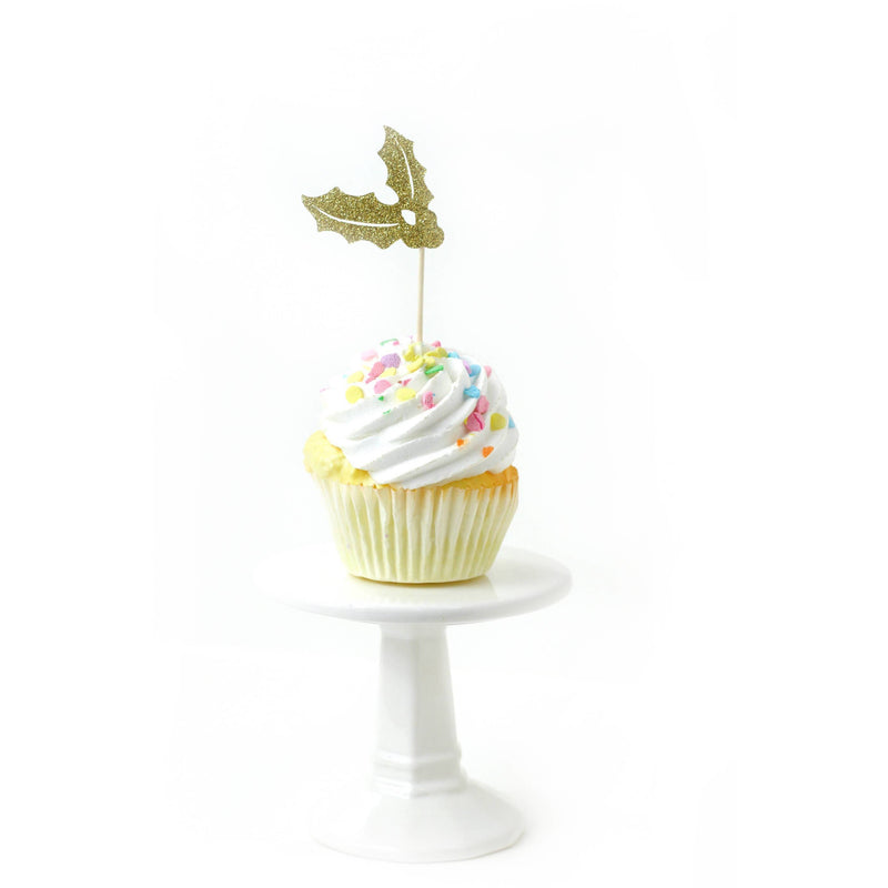 Holly/Joy Gold Glitter Cupcake Topper, Cake & Cupcake Toppers, Jamboree 