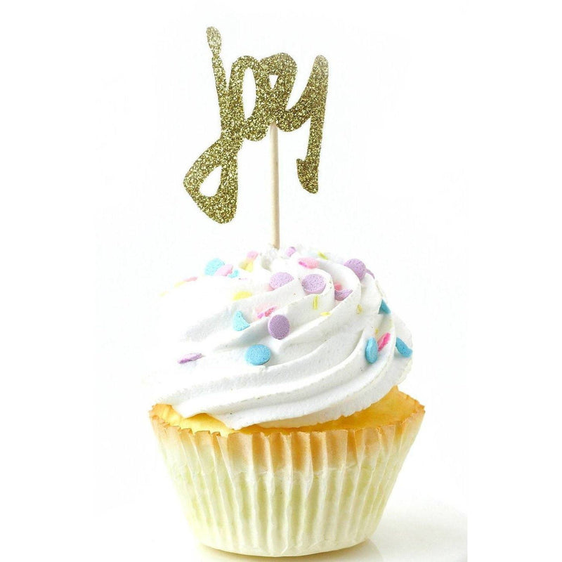 Joy  Gold Glitter Cupcake Toppers, Cake & Cupcake Toppers, Jamboree 