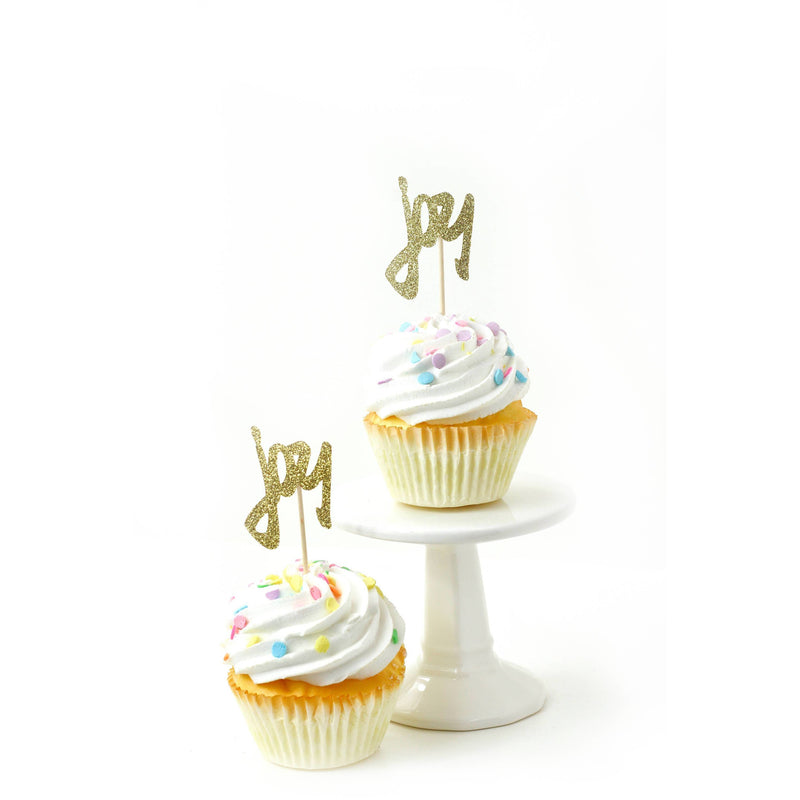 Joy  Gold Glitter Cupcake Toppers, Cake & Cupcake Toppers, Jamboree 