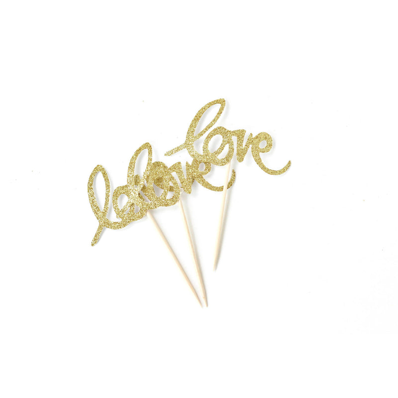 Love Gold Glitter Cupcake Toppers, Cake & Cupcake Toppers, Jamboree 