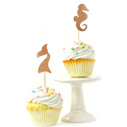 Mermaid Rose Gold Glitter Cupcake Toppers, Cake & Cupcake Toppers, Jamboree 
